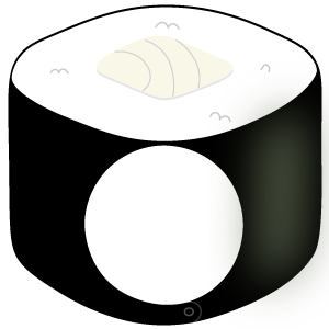 白い鉄火巻きの被り物（丸顔用・サムネイル）