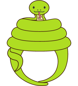 とぐろを巻いたヘビの被り物（丸顔用・サムネイル）