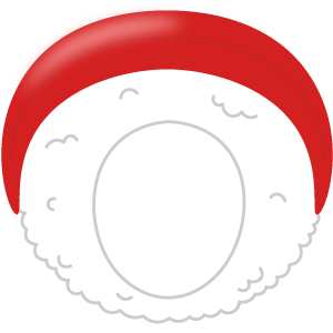 マグロ手毬寿司の被り物（面長顔用・サムネイル）