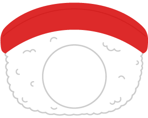 まぐろ握り寿司の被り物（丸顔用・サムネイル）