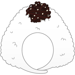 海苔なし昆布おにぎりの被り物１（面長顔用・サムネイル）