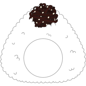 海苔なし昆布おにぎりの被り物２（丸顔用・サムネイル）