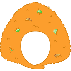 ケチャップライスおにぎりの被り物１（面長顔用・サムネイル）