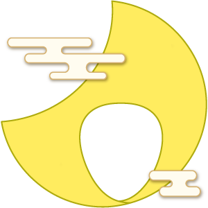 和雲のかかった三日月の被り物（面長顔用・サムネイル）