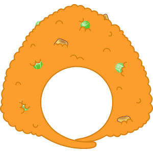 ケチャップライスおにぎりの被り物１（丸顔用・サムネイル）