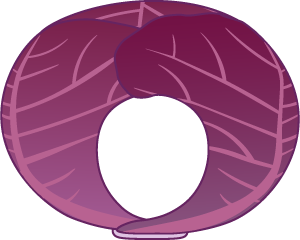 赤キャベツの被り物（面長顔用・サムネイル）