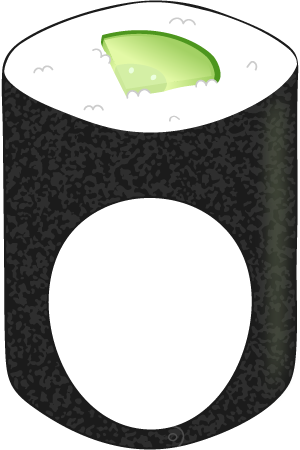 長いキュウリ巻きの被り物（面長顔用・サムネイル）