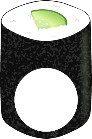 長いキュウリ巻きの被り物（丸顔用・サムネイル）