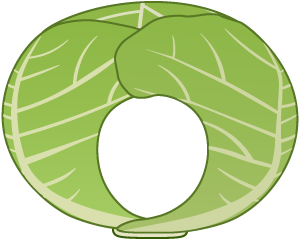 キャベツの被り物（面長顔用・サムネイル）