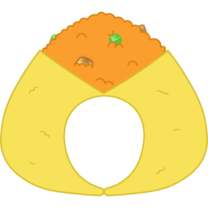 オムライスおにぎりの被り物２（面長顔用・サムネイル）