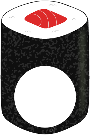 長い鉄火巻きの被り物（丸顔用・サムネイル）