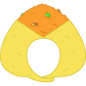 オムライスおにぎりの被り物１（面長顔用・サムネイル）