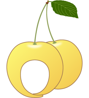 黄色いサクランボの被り物（面長顔一人用・サムネイル）