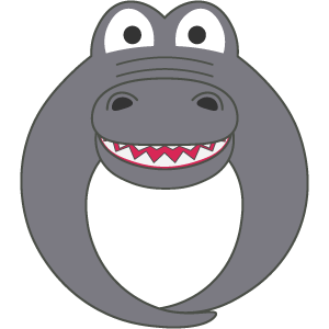 灰色のワニの被り物（面長顔用・サムネイル）