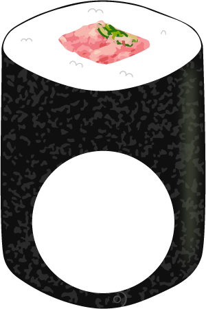 長いネギトロ巻きの被り物（丸顔用・サムネイル）