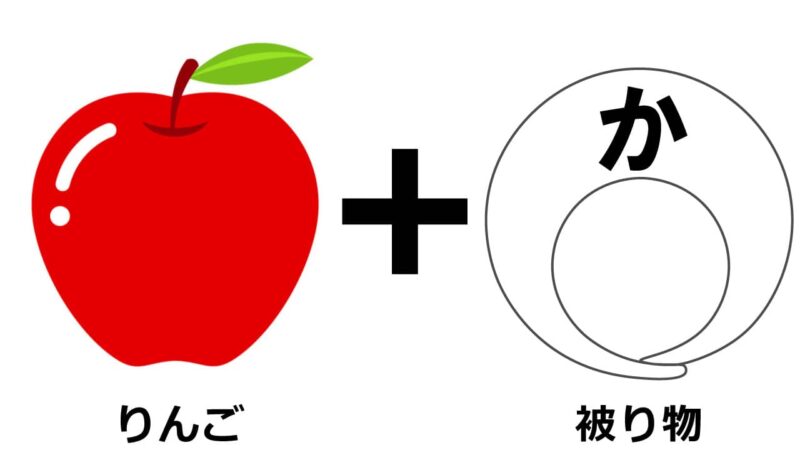 りんごと被り物が融合して完成したイラスト